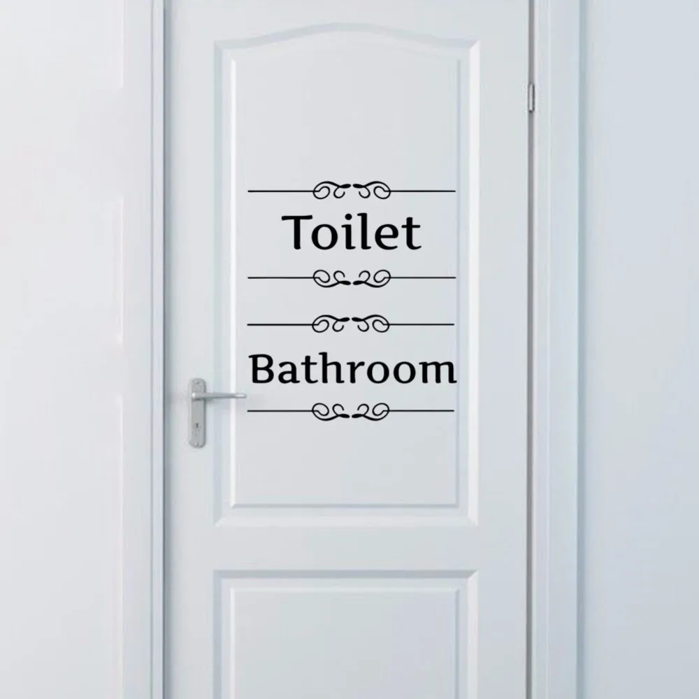 Free shipping Vintage Wall Sticker Bathroom Decor Toilet Door Vinyl Decal Transfer Vintage Decoration Quote Wall Art 22