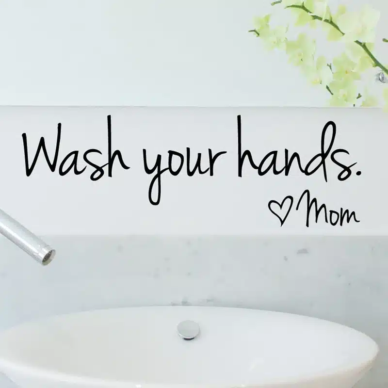 bathroom wall stickers -- Wash Your Hands Love Mom - Waterproof Art Vinyl decal bathroom wall decor ,F2071 3