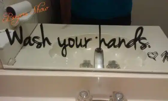 bathroom wall stickers -- Wash Your Hands Love Mom - Waterproof Art Vinyl decal bathroom wall decor ,F2071 4