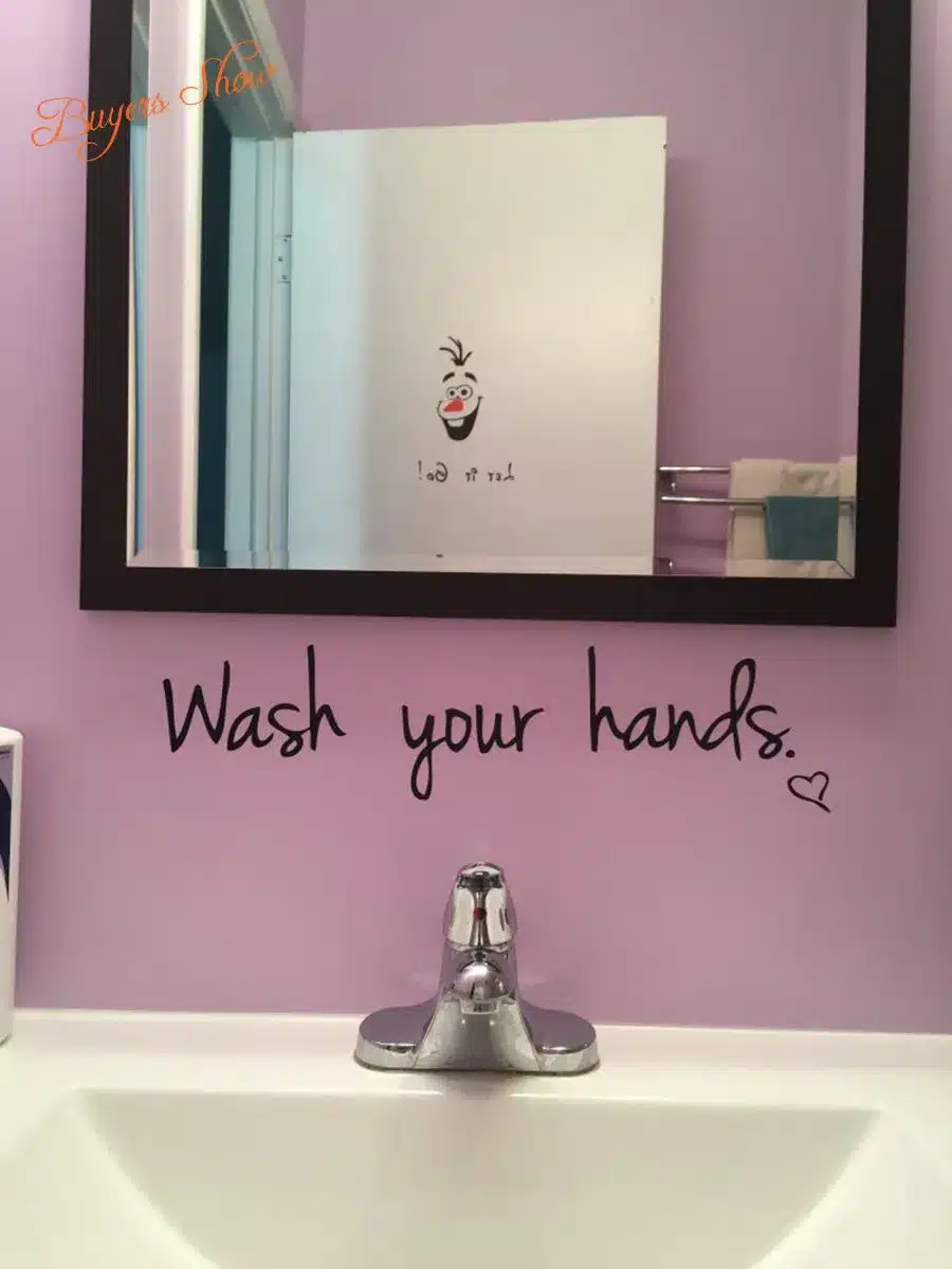 bathroom wall stickers -- Wash Your Hands Love Mom - Waterproof Art Vinyl decal bathroom wall decor ,F2071 5