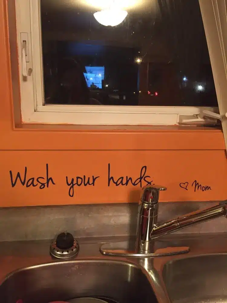 bathroom wall stickers -- Wash Your Hands Love Mom - Waterproof Art Vinyl decal bathroom wall decor ,F2071 7