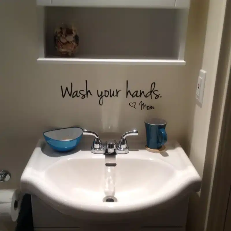 bathroom wall stickers -- Wash Your Hands Love Mom - Waterproof Art Vinyl decal bathroom wall decor ,F2071 10