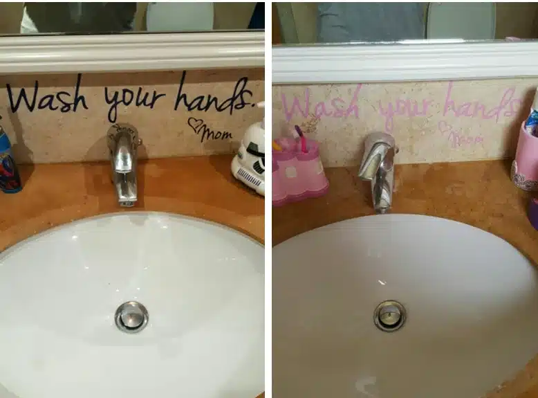 bathroom wall stickers -- Wash Your Hands Love Mom - Waterproof Art Vinyl decal bathroom wall decor ,F2071 12