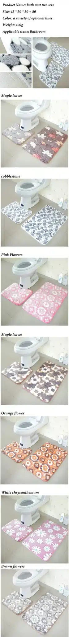 2pcs/set Thicken Coral Fleece Floor Bath Mats Set Non Slip Bathroom Toliet Rugs 40*50+50*80cm Water Absorption Carpet 7
