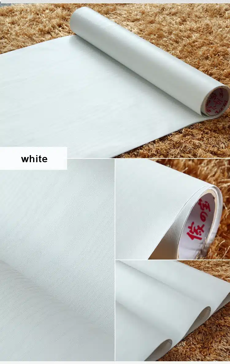 White Wood grain Home Decor Furniture vinyl Waterproof stickers Self Adhesive PVC wallpaper Bathroom desk door decorative films 11