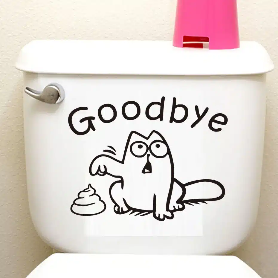 DCTOP Funny Cat Toilet Seat Wall Sticker Vinly Removable Home Decor Waterproof Decal Say Goodbye With The Stool Bathroom 2