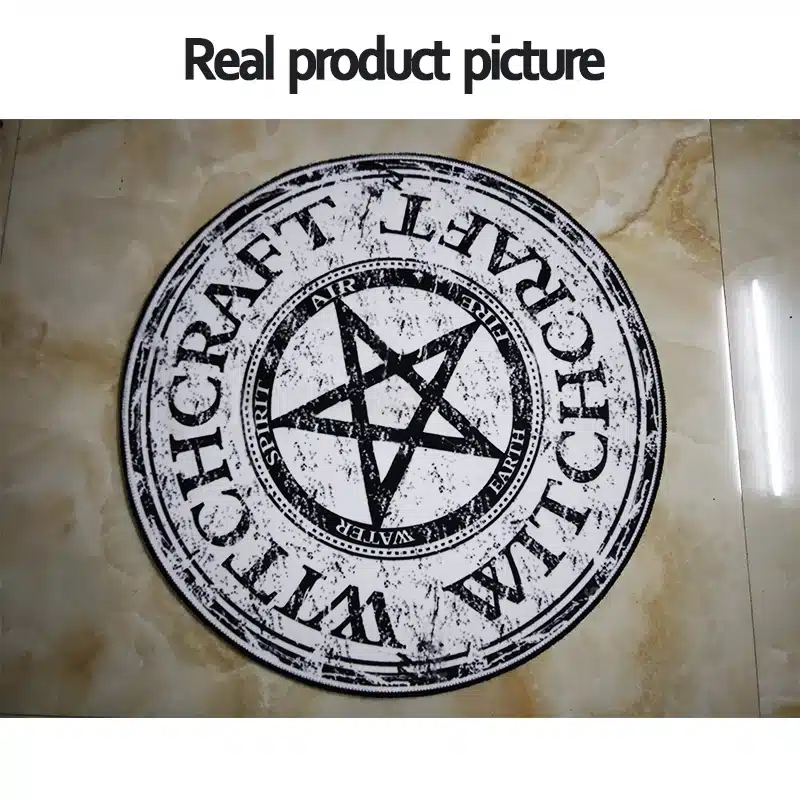 Fashion Pentagram Soft Flannel Foot Door Yoga Chair Play Mat Bathroom Hallway Carpet Area Rug Round Home Decoration Black Star 9