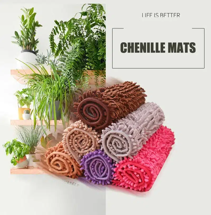 Custom 80*120cm New Chenille Bathroom Mats Large Super Absorbent Water Carpet Non-Slip Mat Kitchen Bathroom Bath Mat 1