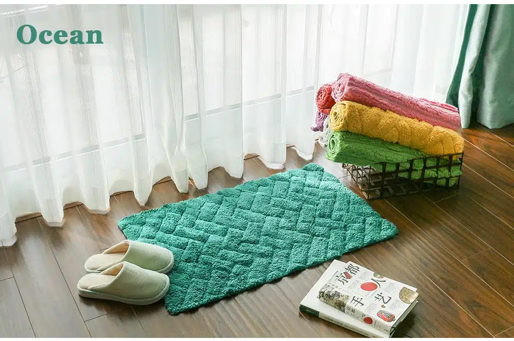 Anti-slid Bathroom Mats cotton Tufted Mats Capacho Green Stripe Bath Mat Solid bathroom Carpet Rug tapis de bain 45*75cm CT-006 27