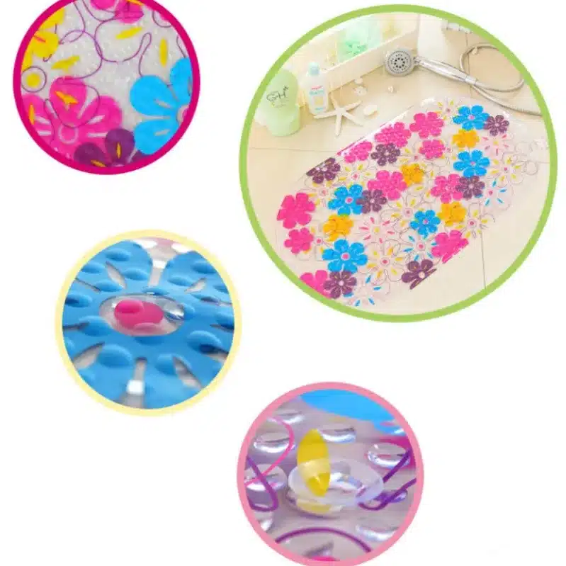 High Quality Colorful Floral Dots PVC Non- Slip Bath Mat Bathtub Mat Shower Mat 69*38cm 13