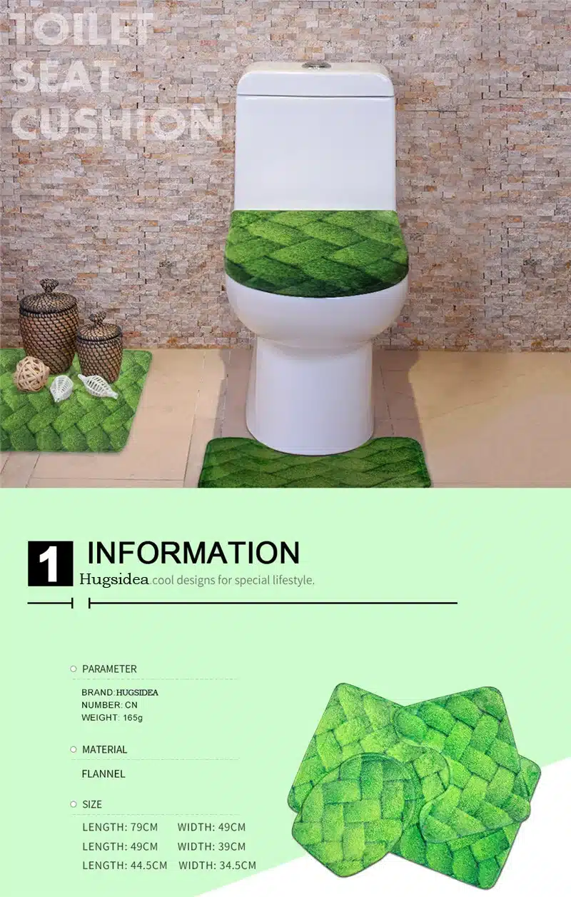 HUGSIDEA New Galaxy 3D Universe Space Stars Toilet Seat Cover Set WC Holder Closestool Lid Floor Mat Soft Warm Toilet Cushion 4
