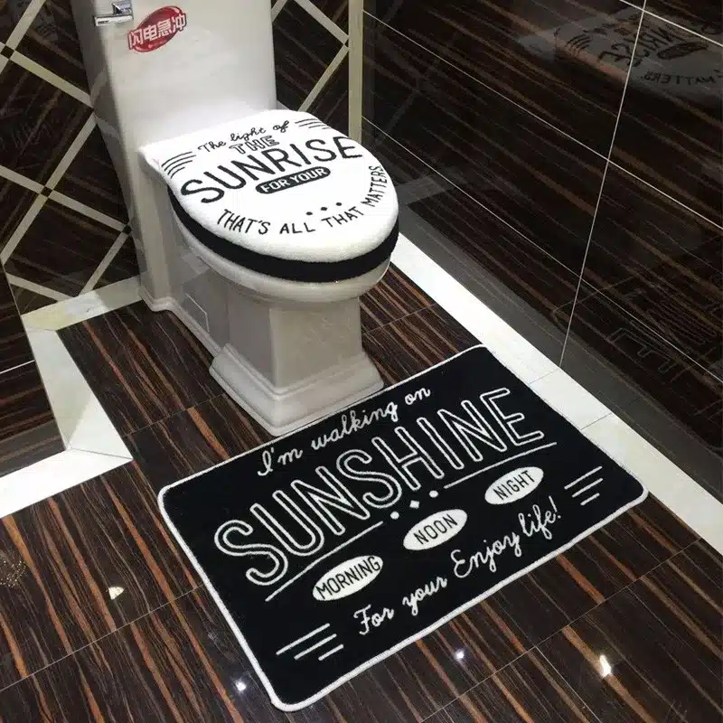 Bathroom Set Black White Letters Toilet Set WC Seat Cover Bath Mat Holder Closestool Lid Cover 3pcs/set Toilet Seat Cushion Sets 11
