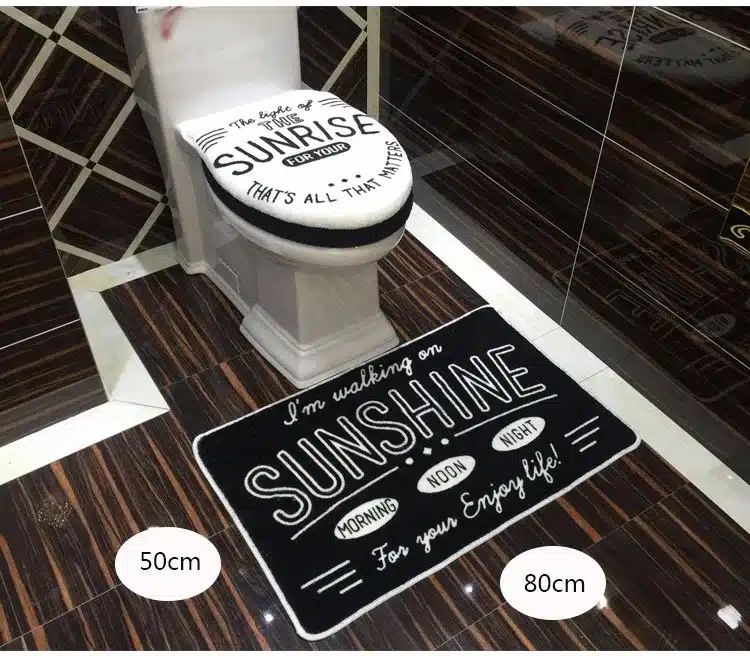 Bathroom Set Black White Letters Toilet Set WC Seat Cover Bath Mat Holder Closestool Lid Cover 3pcs/set Toilet Seat Cushion Sets 12