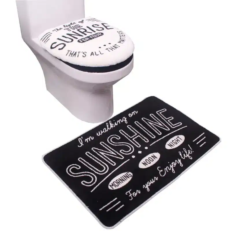 Bathroom Set Black White Letters Toilet Set WC Seat Cover Bath Mat Holder Closestool Lid Cover 3pcs/set Toilet Seat Cushion Sets 13