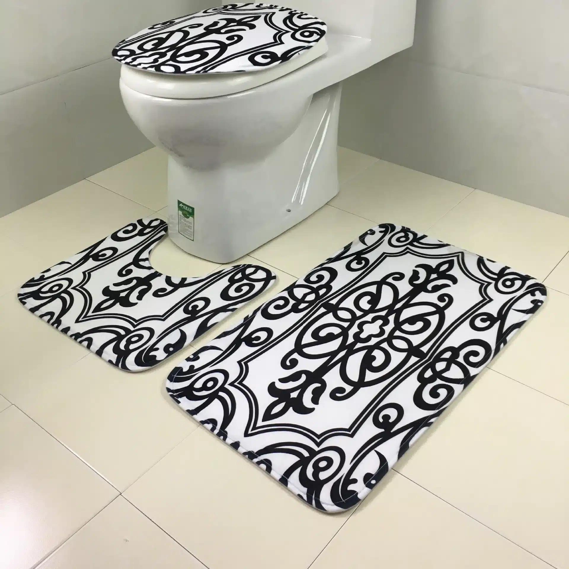 A 3pcs/set Zebra Striped Animal Pattern Leopard Bathroom Set Carpet Absorbent Non-Slip Pedestal Rug Lid Toilet Cover Bath Mat 10