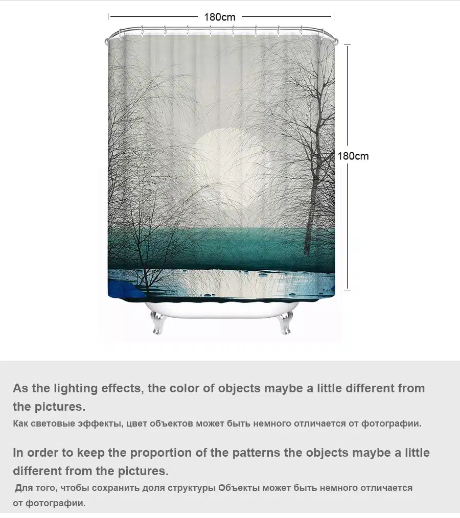 Moon Night Shower Curtain Waterproof Polyester Fabric 180x180cm Shower Curtain And 40x60cm Bath Floor Mat For The Bathroom 6