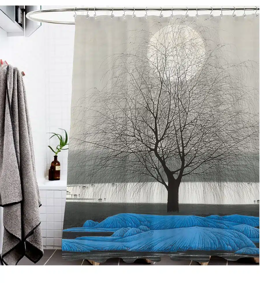 Moon Night Shower Curtain Waterproof Polyester Fabric 180x180cm Shower Curtain And 40x60cm Bath Floor Mat For The Bathroom 11