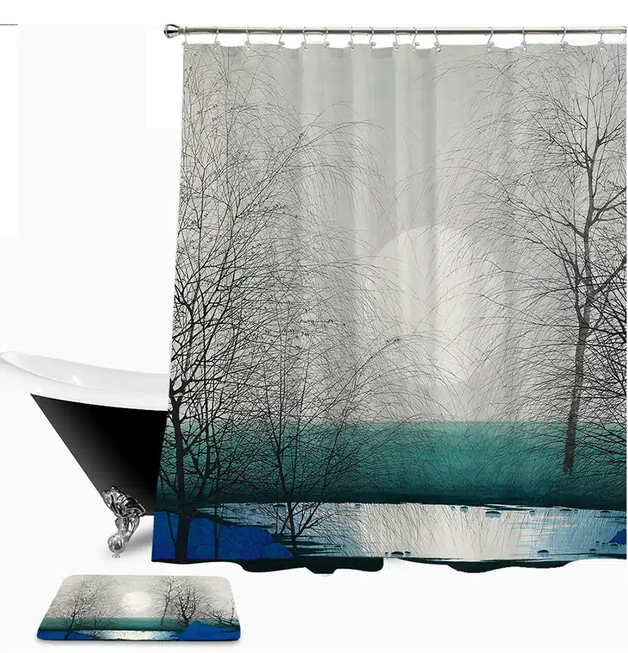 Moon Night Shower Curtain Waterproof Polyester Fabric 180x180cm Shower Curtain And 40x60cm Bath Floor Mat For The Bathroom 12