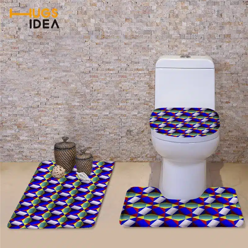 HUGSIDEA Bathroom Accessories Winter Soft Toilet Seat Cover Set 3D WC Bath Closestool Overcoat Carpet Travel Set Bath Floor Mats 11