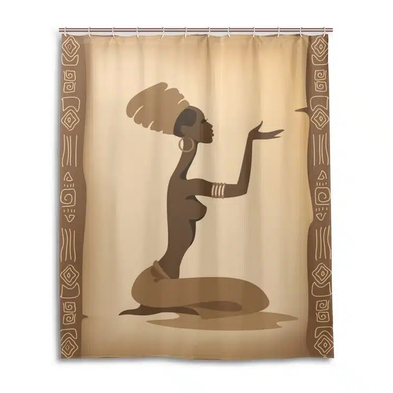 Polyester Curtain For The Bathroom African Women Shower Curtain Rideau De Douche Vector illustration Bathroom Curtains With Hook 9
