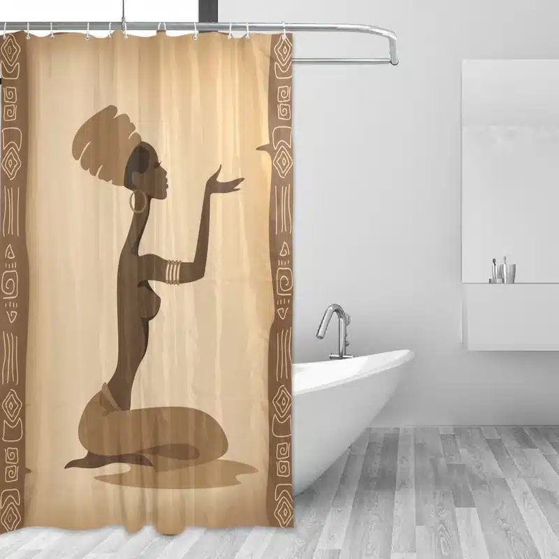 Polyester Curtain For The Bathroom African Women Shower Curtain Rideau De Douche Vector illustration Bathroom Curtains With Hook 10