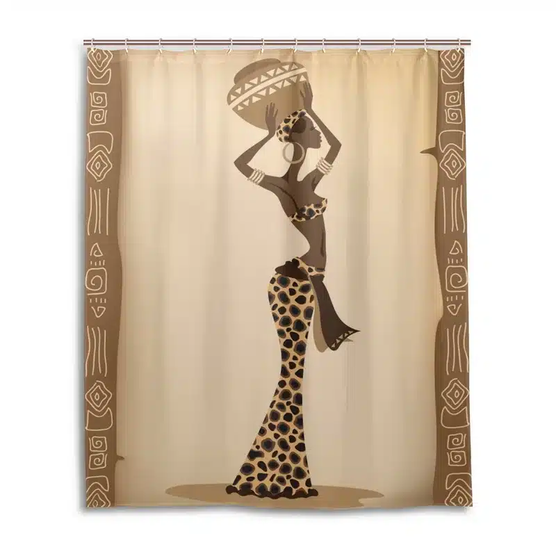 Polyester Curtain For The Bathroom African Women Shower Curtain Rideau De Douche Vector illustration Bathroom Curtains With Hook 11