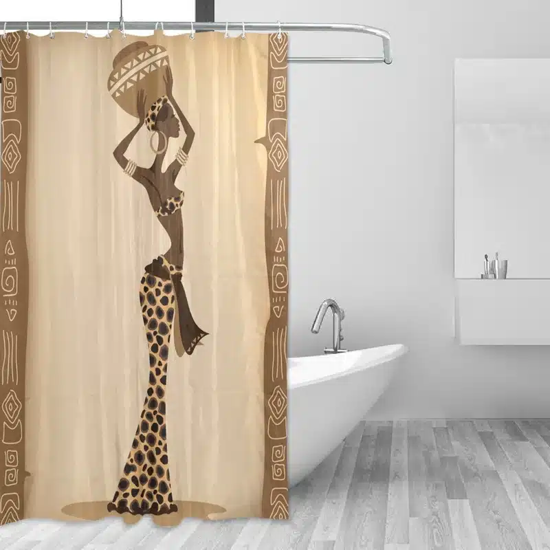 Polyester Curtain For The Bathroom African Women Shower Curtain Rideau De Douche Vector illustration Bathroom Curtains With Hook 12