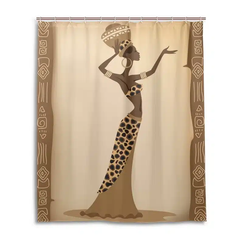 Polyester Curtain For The Bathroom African Women Shower Curtain Rideau De Douche Vector illustration Bathroom Curtains With Hook 13