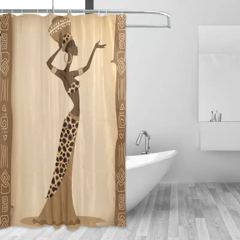 Polyester Curtain For The Bathroom African Women Shower Curtain Rideau De Douche Vector illustration Bathroom Curtains With Hook 14