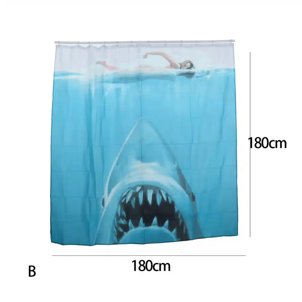 Swimming Sexy Girl The White Shark Shower Curtain 180x180cm/150 * 180 cm Waterproof Polyester Shower Curtain Bathroom Decor 10