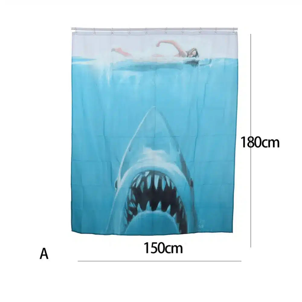 Swimming Sexy Girl The White Shark Shower Curtain 180x180cm/150 * 180 cm Waterproof Polyester Shower Curtain Bathroom Decor 11