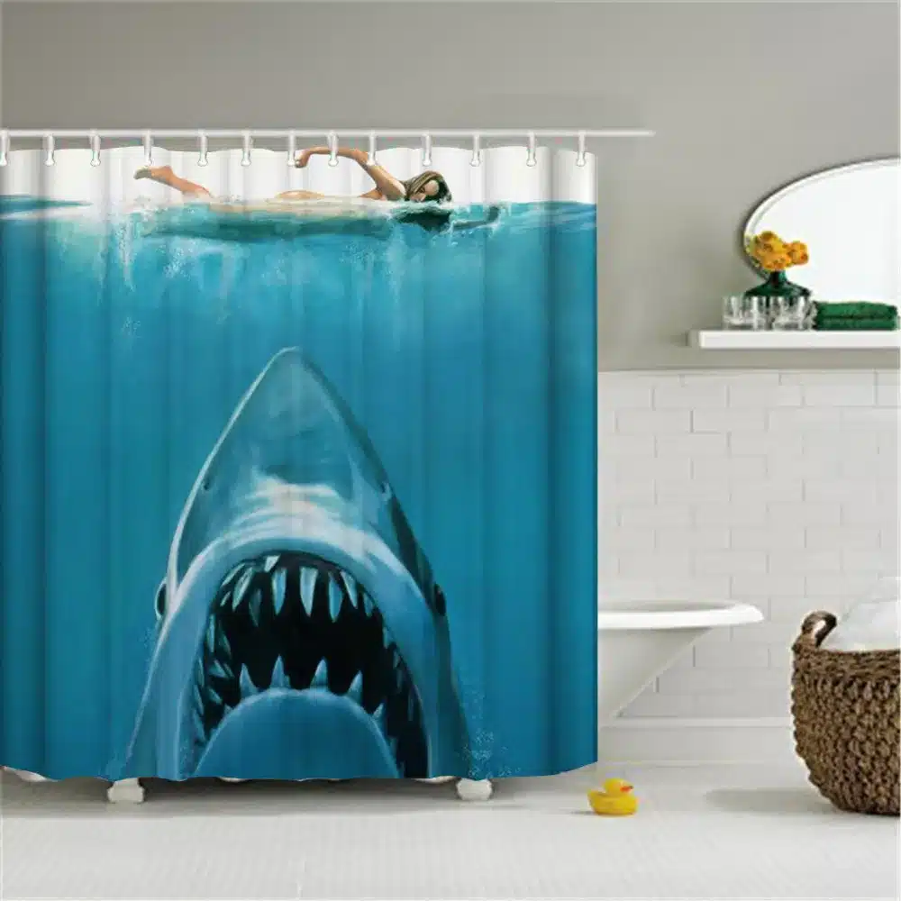 Swimming Sexy Girl The White Shark Shower Curtain 180x180cm/150 * 180 cm Waterproof Polyester Shower Curtain Bathroom Decor 12
