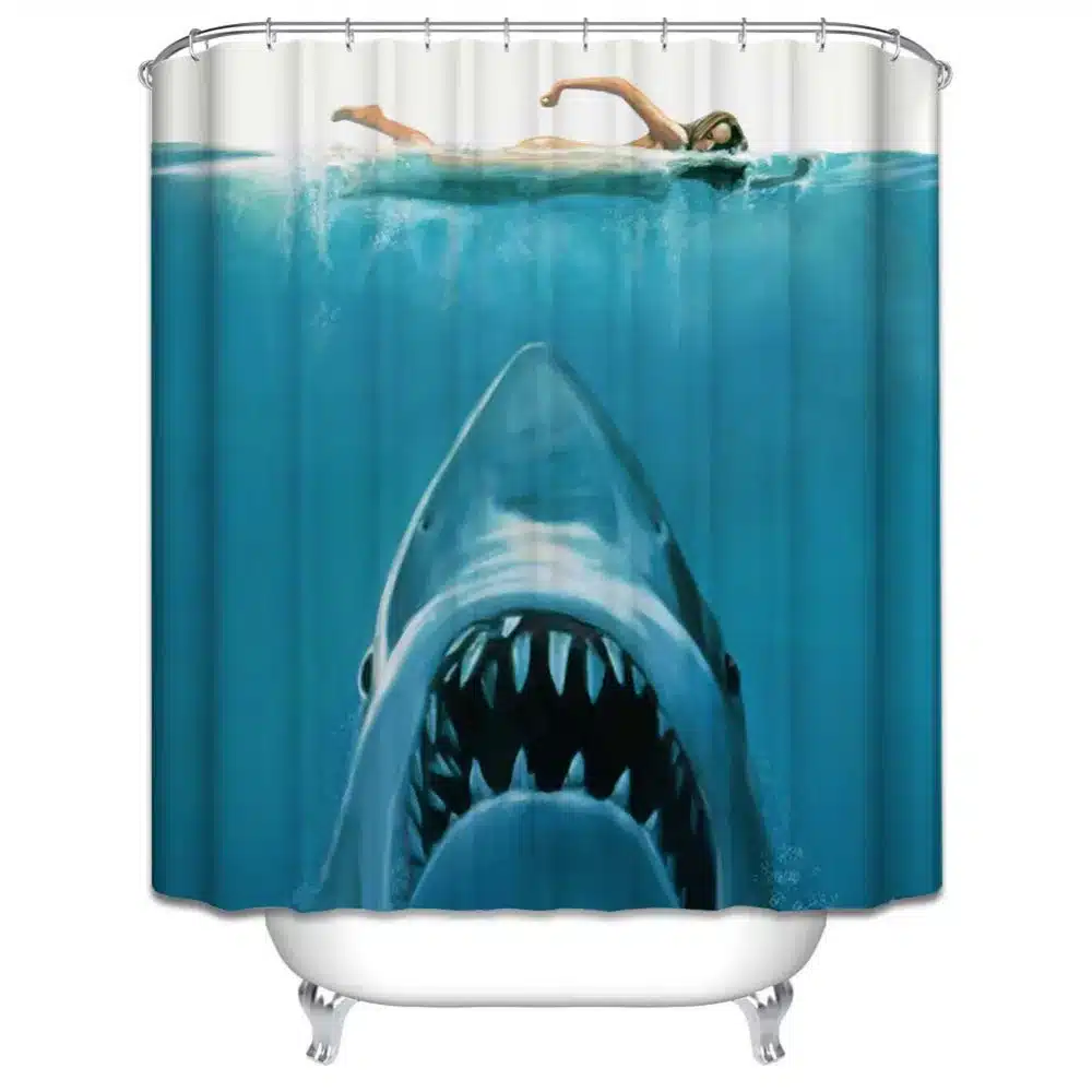 Swimming Sexy Girl The White Shark Shower Curtain 180x180cm/150 * 180 cm Waterproof Polyester Shower Curtain Bathroom Decor 13