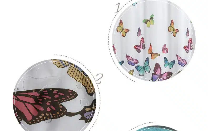 Butterfly Print Shower Curtain Waterproof Mildew Proof Polyester Fabric Bathroom Curtains 180cm*180cm 2019 Newest Simple Design 7