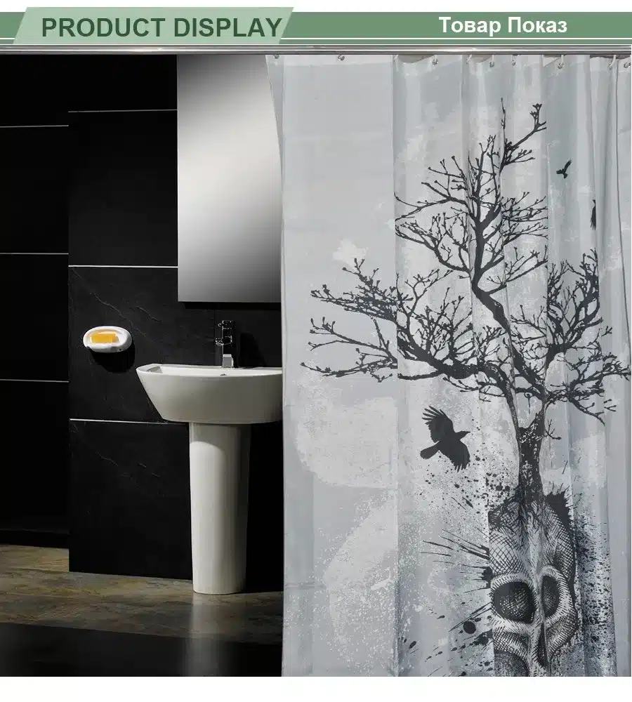 Skulls Shower Curtain Pattern Customized Shower Curtain Waterproof Bathroom Fabric 150x180cm Shower Curtain For Bathroom 18