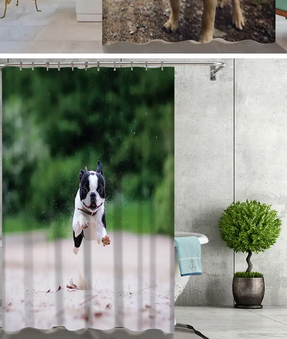 Wholesale Dog Shower Curtain 180X150/180CM 3D Digital Printing Cortinas Para Sala De Estar Bathroom Accessories Hanging Curtain 7
