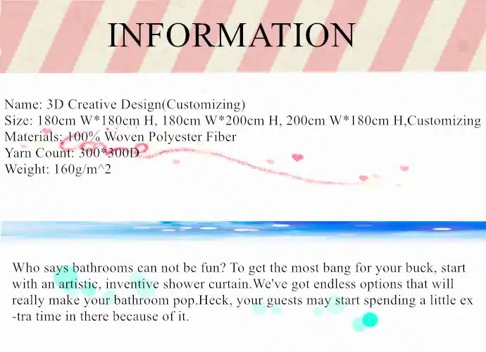 2017 Custom Shower Curtain Girls 3D Effect Print Stylish Waterproof Polyester Fabric Bathroom Deco 71" x 71" With Hooks 14