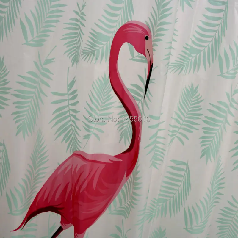 Happy Tree PEVA ECO Red Flamingo Green Leaves Shower Curtain Thicken Plastic Frosted Bathroom Curtain Waterproof Bath Curtain. 29