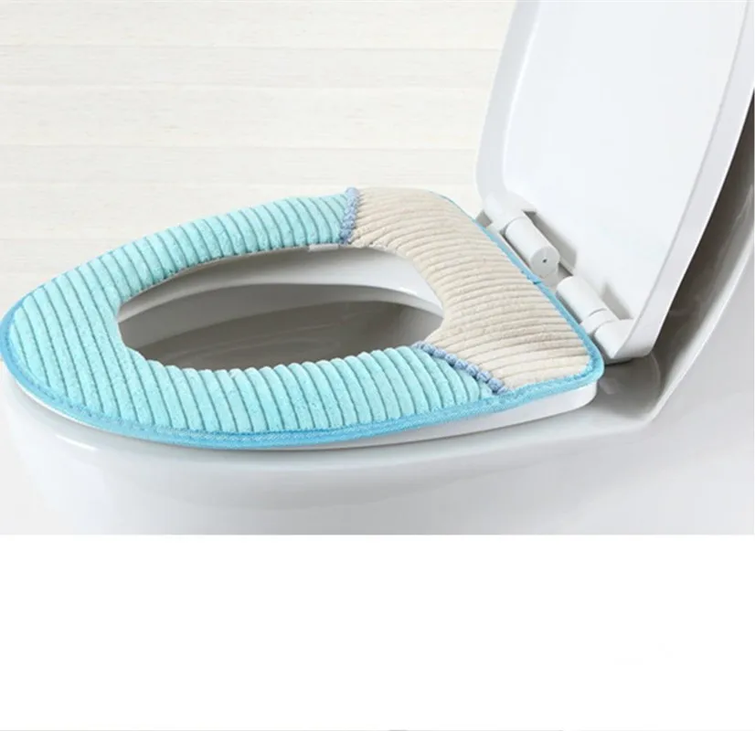 Bathroom Supplies High-Quality Velvet Toilet Seats PU Leather Waterproof Padded Seat Cushion Paste Buckle Toilet Sets 13