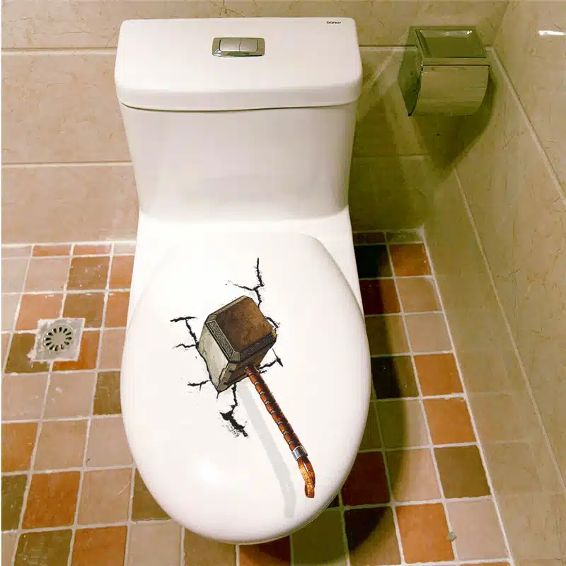 3d vivid Thor hammer broken wall stickers for kids rooms window toilet home decor pvc Avengers wall decals art diy mural posters 1