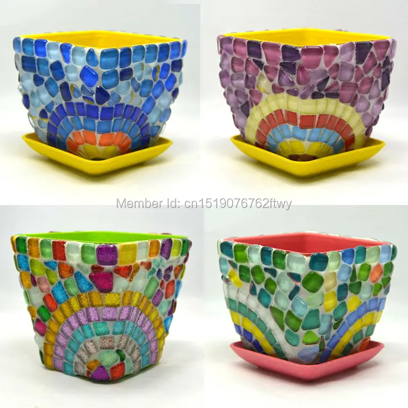 DIY Colorful Mosaic 120 pieces Natural Crystal Glass Marble Stone Mosaic Gravel for Vase Bonsai Flowerpot Aquarium Garden Decor 15