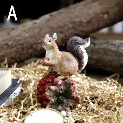 American Countryside Atifical Resin Squirrel with nuts Animal Figurine Home Decor Garden Decoration Crafts Home Accessories 2
