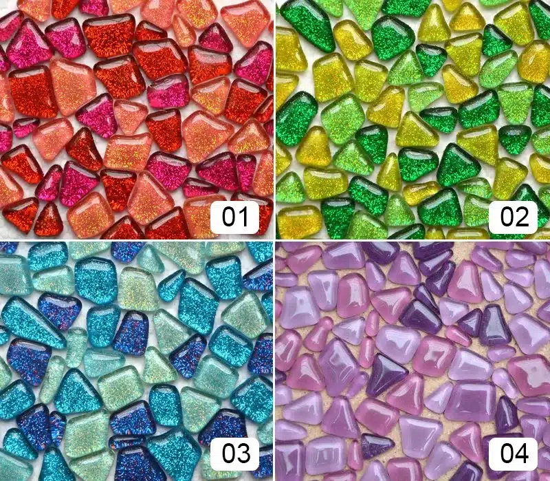 200g Glitter Glass Mosaic Beads Flat Marbles Irregular Glass Mosaic Tiles for Flower Pot Vase Lantern Aquarium Garden Decoration 9