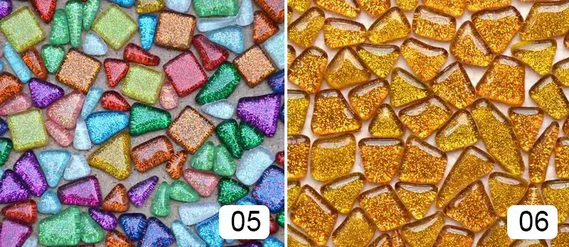 200g Glitter Glass Mosaic Beads Flat Marbles Irregular Glass Mosaic Tiles for Flower Pot Vase Lantern Aquarium Garden Decoration 10
