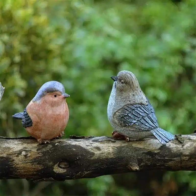 6ps/lot Garden Birds Playful Magpie Statue Outdoor Artificial Bird Resin Bird Garden Decor Home Decor Art 4