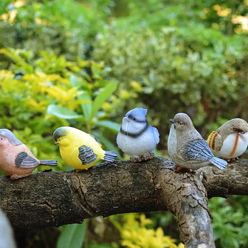 6ps/lot Garden Birds Playful Magpie Statue Outdoor Artificial Bird Resin Bird Garden Decor Home Decor Art 5