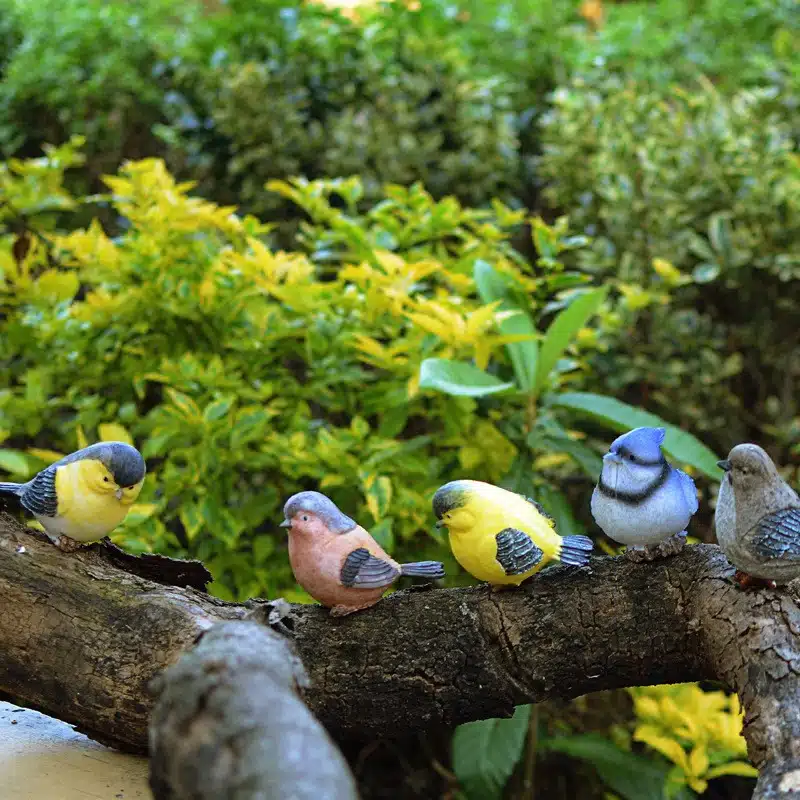 6ps/lot Garden Birds Playful Magpie Statue Outdoor Artificial Bird Resin Bird Garden Decor Home Decor Art 6