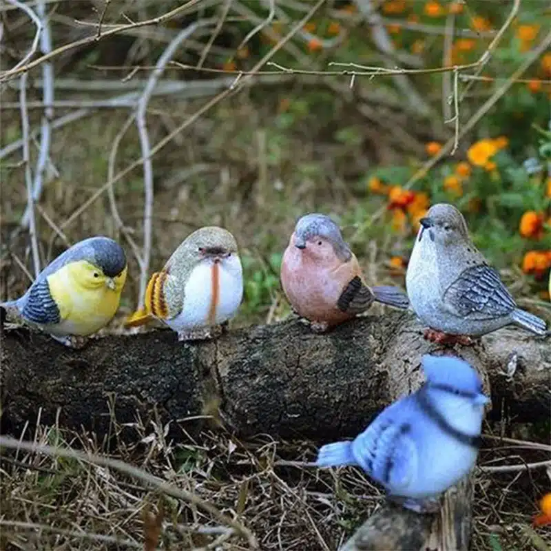 6ps/lot Garden Birds Playful Magpie Statue Outdoor Artificial Bird Resin Bird Garden Decor Home Decor Art 7