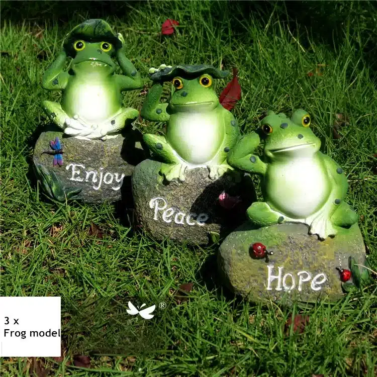 3pcs Lovely Resin Frog Sitting on Stone Statue Figurine Model Outdoor Decorative Home frog Resin Crafts Garden Decor Ornament 9