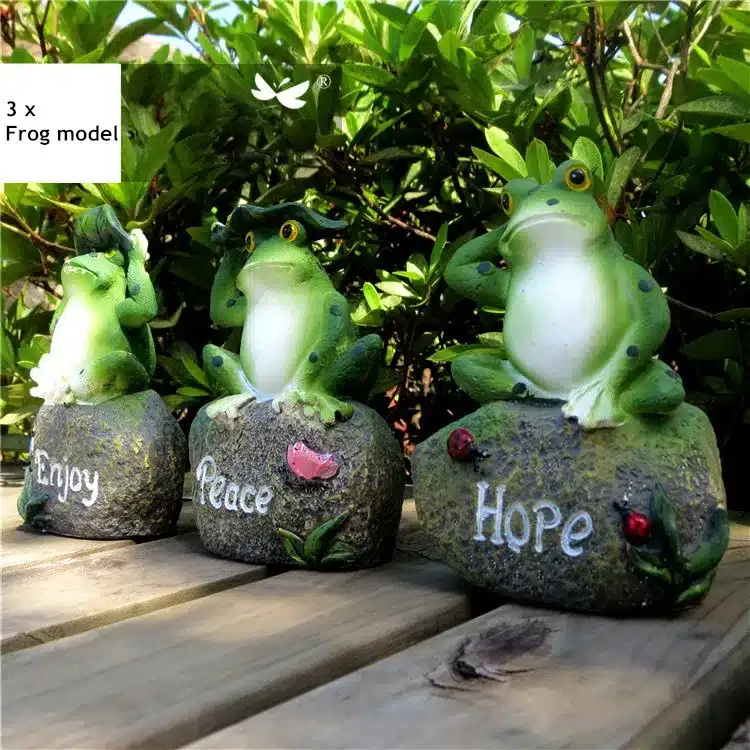3pcs Lovely Resin Frog Sitting on Stone Statue Figurine Model Outdoor Decorative Home frog Resin Crafts Garden Decor Ornament 13